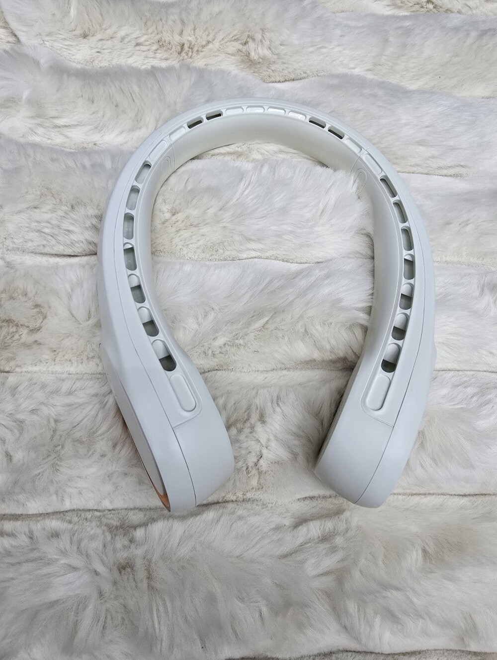 White Neckband Personal Fan - Hands-Free Cooling